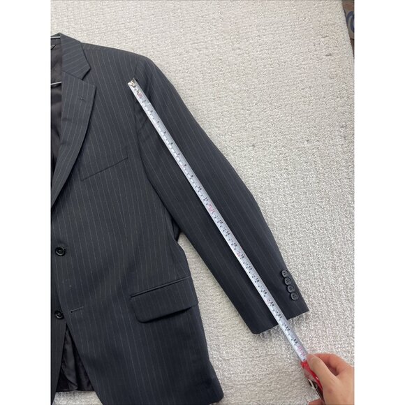 Saks Fifth Avenue Napoli CT Suit 42S Wool Blazer + 36S Pants Black W Chalk Line - Picture 9 of 16
